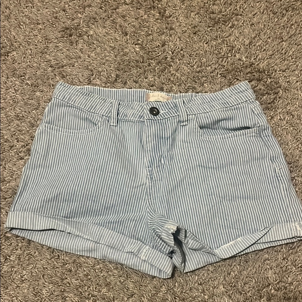 Women's Blue Striped Shorts